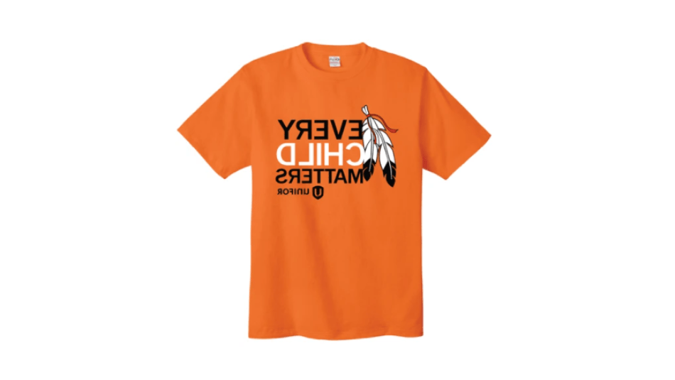 Orange 十博官网在线 t-shirt with text EVERY CHILD MATTERS 
